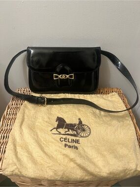 Vintage Céline Horse Carriage (Sulky) Flap Shoulder Bag with original dust bag.